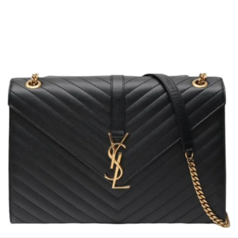 MSRP $3,500 NWT BNIB SAINT LAURENT ENVELOPE LARGE BAG MATELASSÉ GRAIN DE POUDRE - Picture 3 of 16